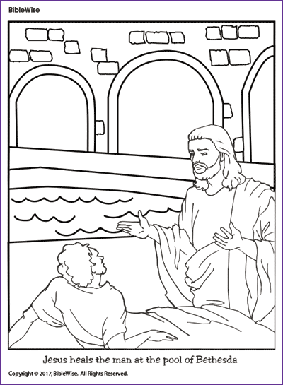 Coloring Jesus heals the man at the pool of Bethesda