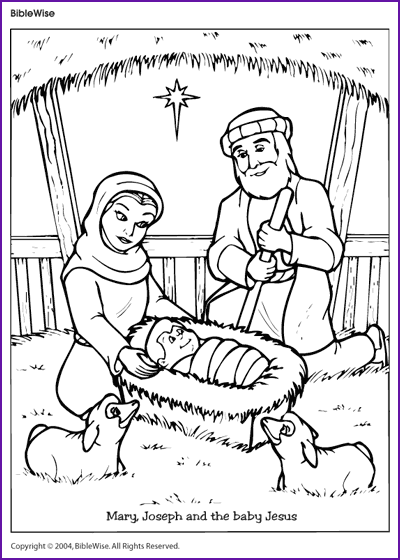 Coloring (Mary, Joseph and the Baby Jesus) - Kids Korner - BibleWise