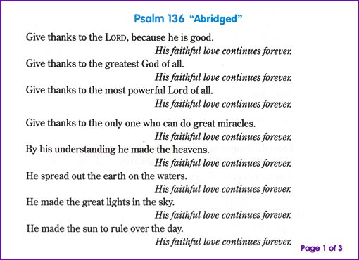 Psalm 136 (God's Constant Love For Us)- Kids Korner - BibleWise